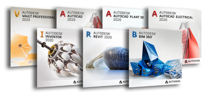 Suite de logiciels Autodesk incluant Revit et AutoCAD utilisés en formation génie civil